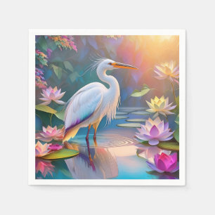 Orange Billed White Heron Fantasy Bird Pappersservett