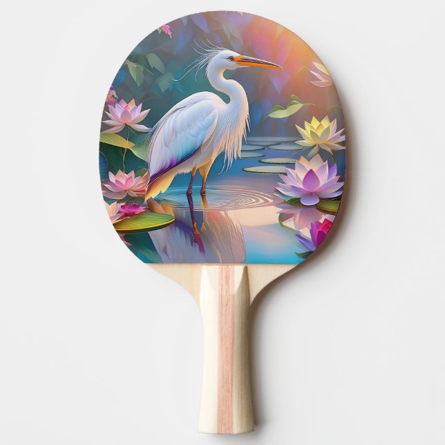 Orange Billed White Heron Fantasy Bird Pingisracket (Framsidan)