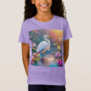 Orange Billed White Heron Fantasy Bird T Shirt