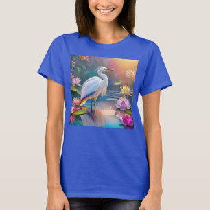 Orange Billed White Heron Fantasy Bird T Shirt