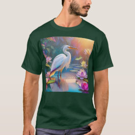 Orange Billed White Heron Fantasy Bird T Shirt