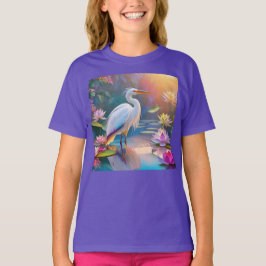 Orange Billed White Heron Fantasy Bird T Shirt