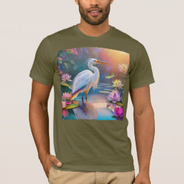 Orange Billed White Heron Fantasy Bird T Shirt