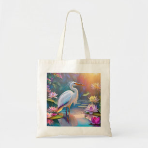 Orange Billed White Heron Fantasy Bird Tygkasse