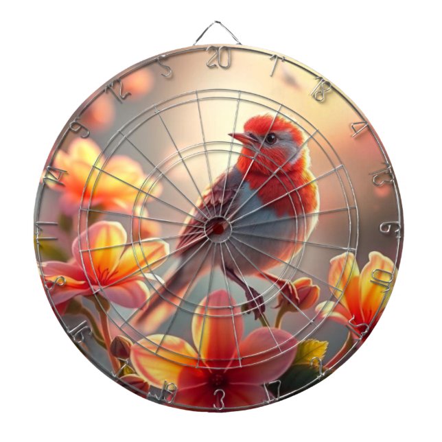 Orange Bird Blommig Dartboard Darttavla (Framsidan)