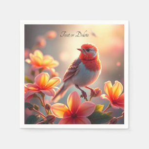 Orange Bird Blommiga Servetter