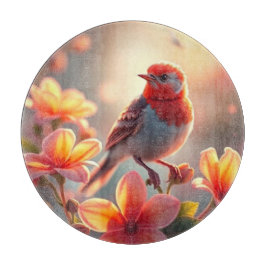 Orange Bird Floral Cutting Board