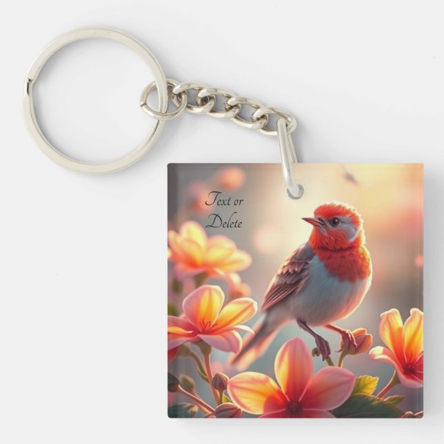 Orange Bird Floral Keychain (Framsidan)