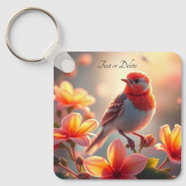 Orange Bird Floral Keychain Nyckelring