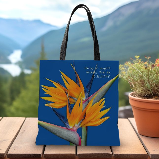 Orange Bird of Paradise Bröllop Large tote Tygkasse (Skapare uppladdad)