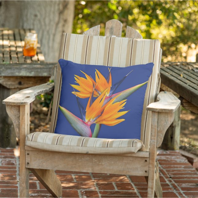 Orange Bird of Paradise Navy Dekorativ kudde (Stol)