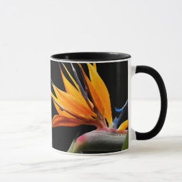 Orange Bird of Paradise-växt på svart Mugg