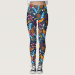 Orange Birds and Botanical Ferns Whimsical Leggings<br><div class="desc">Sparka tillbaka benen i dessa topparna som har mönster från roligtarna fåglar och färgade blommor och botaniska ängar. Perfekt för ett speciellt evenemang,  workout på gymmet,  tropisk semester eller festival.</div>