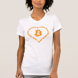Orange Bitcoin Logotyp i Text-Heart Slim Women's T Shirt