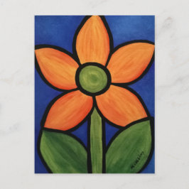 Orange Blå Abstrakt Blomma Vykort