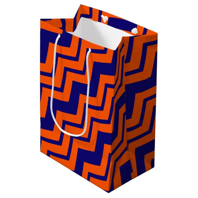 Orange Blå Chevron Sicksack Design  (Framsidan Vinklad)
