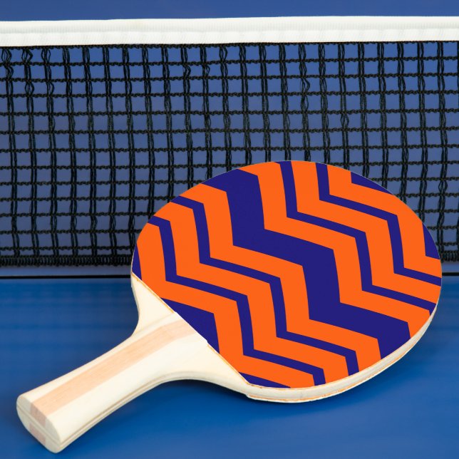 Orange Blå Chevron Sicksack Design  Pingisracket (Insitu)