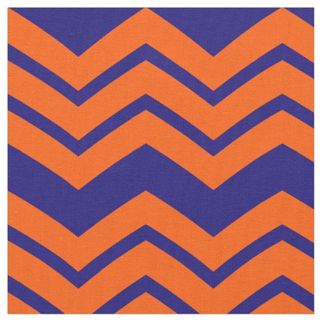 Orange Blå Chevron Sicksack Design  Tyg (Närbild)