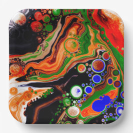 Orange, blå, Grönt, svart digital Fluid Art