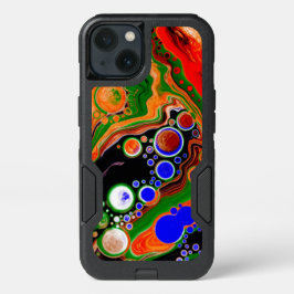 Orange, blå, Grönt, svart digital Fluid Art