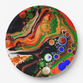 Orange, blå, Grönt, svart digital Fluid Art