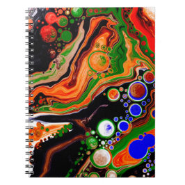 Orange, blå, Grönt, svart digital Fluid Art Anteckningsbok