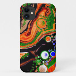 Orange, blå, Grönt, svart digital Fluid Art