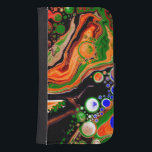 Orange, blå, Grönt, svart digital Fluid Art Galaxy S4 Plånbok<br><div class="desc">Modern abstrakt svart,  orange,  blått,  vitt och grönt digitalhäck målceller marmor fluid art.</div>