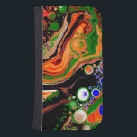 Orange, blå, Grönt, svart digital Fluid Art Galaxy S4 Plånbok<br><div class="desc">Modern abstrakt svart,  orange,  blått,  vitt och grönt digitalhäck målceller marmor fluid art.</div>