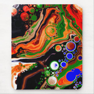 Orange, blå, Grönt, svart digital Fluid Art Musmatta