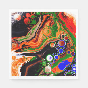 Orange, blå, Grönt, svart digital Fluid Art Pappersservett