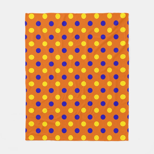 Orange Blå Gul Prickig Design  Fleecefilt (Framsidan)