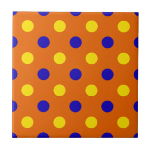 Orange Blå Gul Prickig Design Kakelplatta