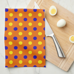 Orange Blå Gul Prickig Design Kökshandduk