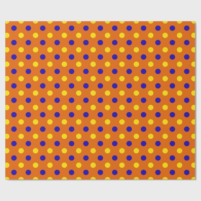 Orange Blå Gul Prickig Design  Presentpapper (Platt)