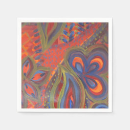 orange blå mönster napkin pappersservett