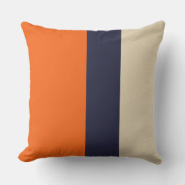 Orange Blå och Taupe Ränder Kudde