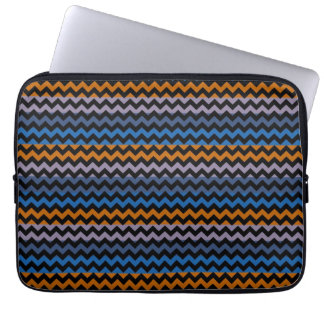 Orange Blå Svart Chevron Sicksack Laptop Fodral