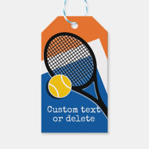 Orange - blå tennisdomstol, anpassade presentetikett