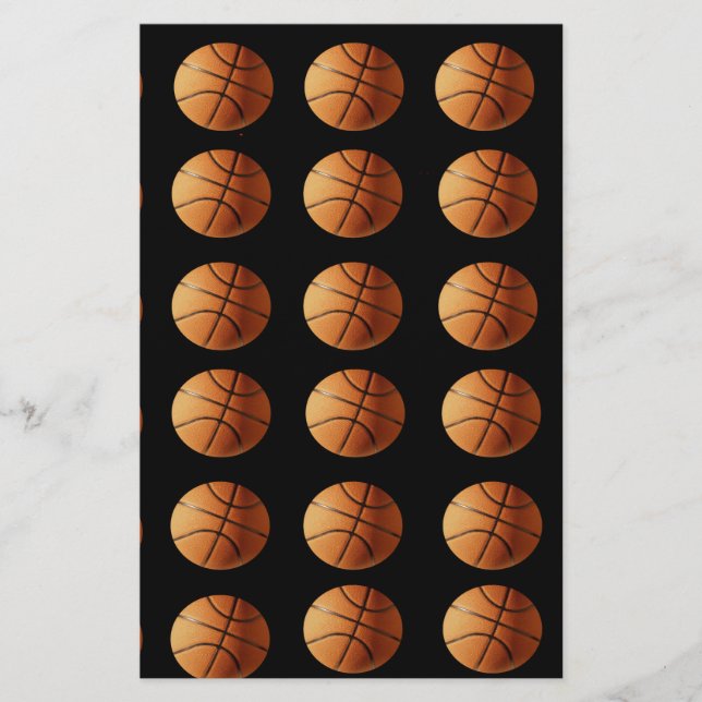 Orange Black Basketball Mönster Brevpapper (Framsida)