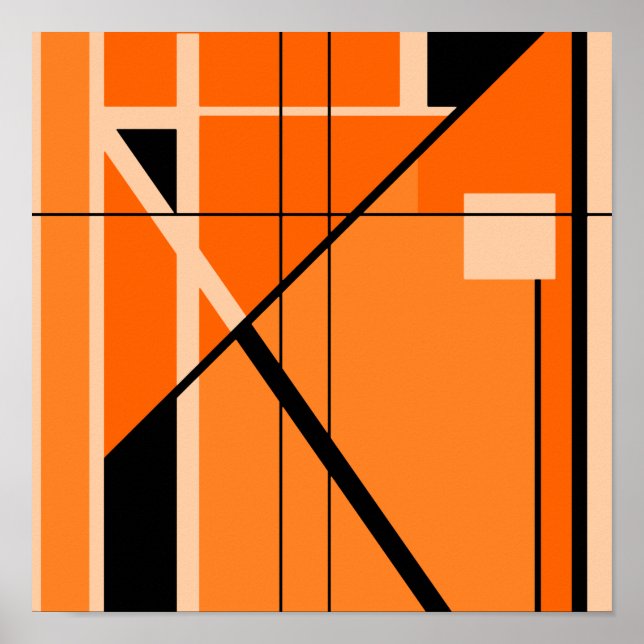 Orange Black Beige Mid-Century Modern look Art Art Poster (Framsidan)