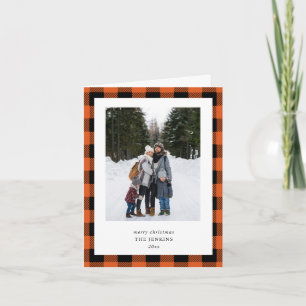 Orange Black Buffalo Rutig Julkort Med 3 Bilder Helgkort