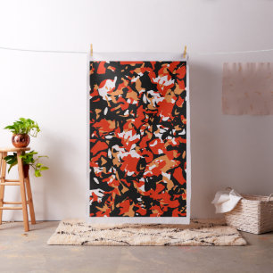 Orange Black Camo Fabric Tyg