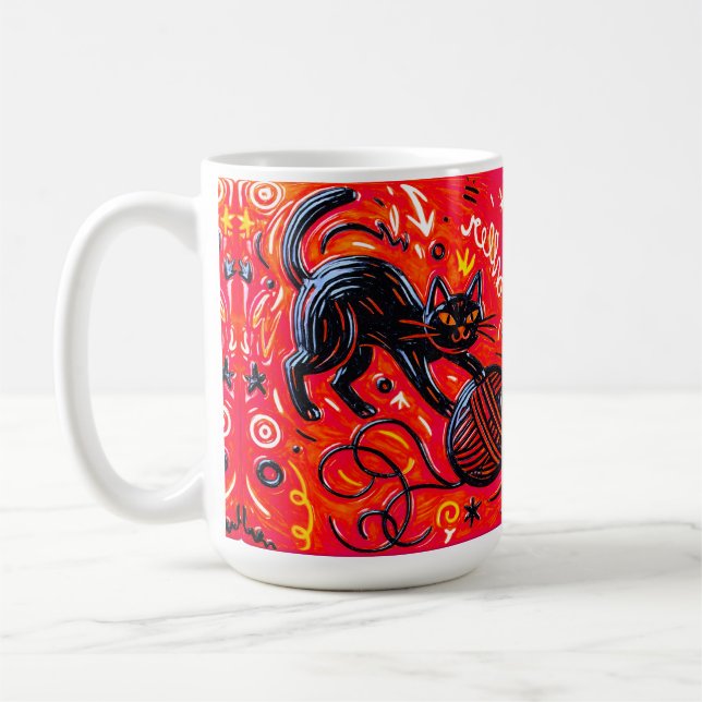 Orange Black Cat   Kaffemugg (Vänster)