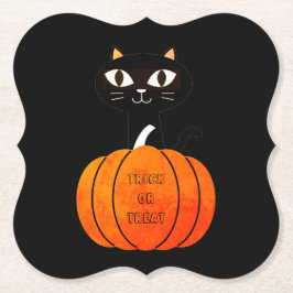 Orange Black Cat Pumpkin Spooky Creepy Halloween Underlägg Papper