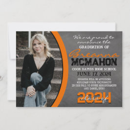 Orange & Black Chalkboard Studenten-meddelande Inbjudningar
