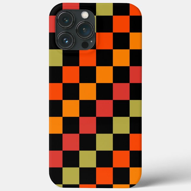 Orange Black Checkered Gingham Mönster (Baksida)