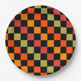 Orange Black Checkered Gingham Mönster