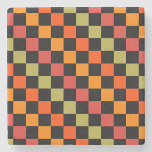 Orange Black Checkered Gingham Mönster Stenunderlägg