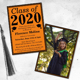 Orange Black Class of 2024 Studenten Photo Inbjudningar